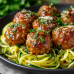 Garlic Butter Meatballs over Zucchini Noodles