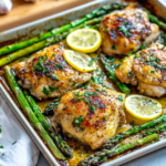 Sheet Pan Lemon Garlic Chicken Thighs & Crispy Asparagus