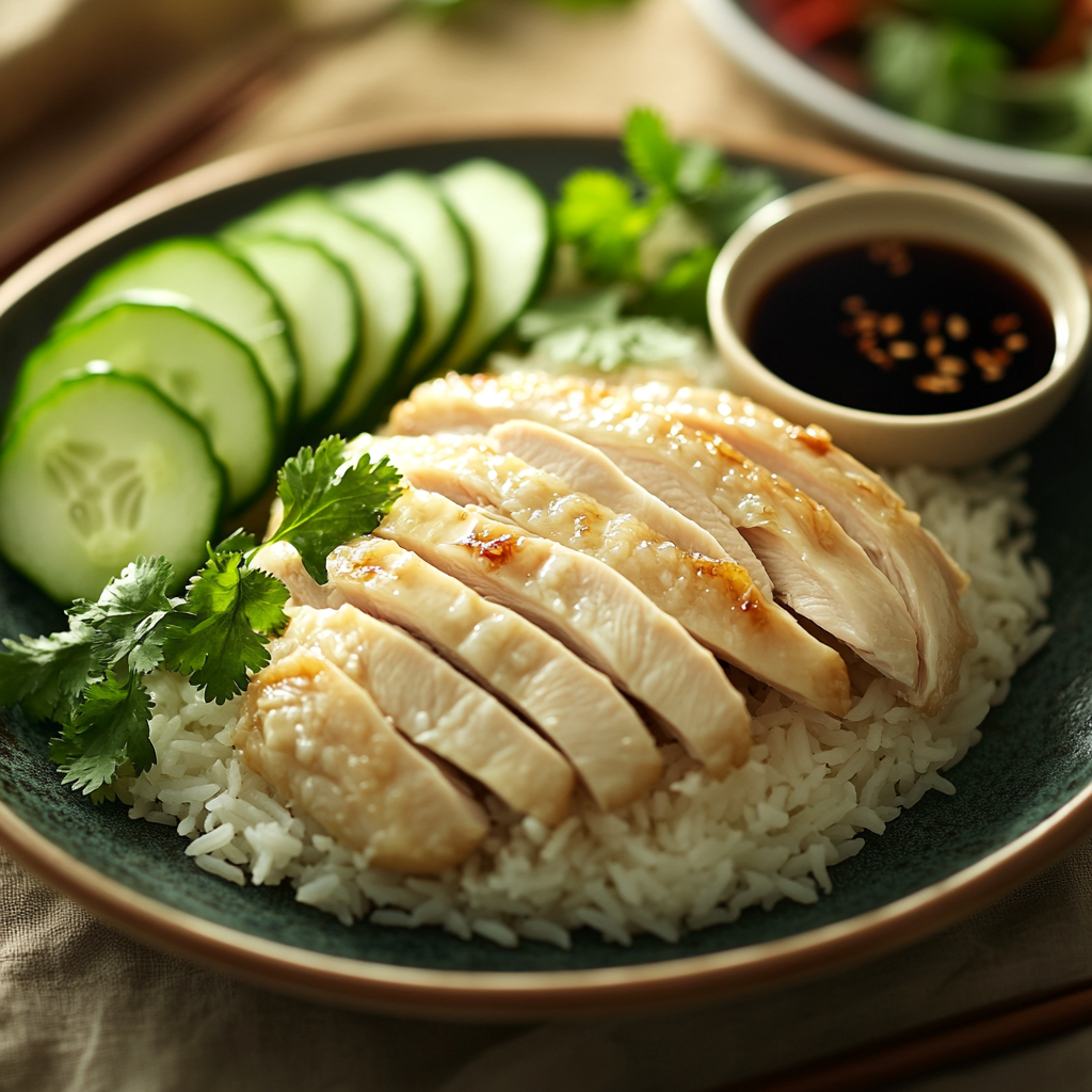 Hainanese chicken rice (Singapore) is a must-try dish!