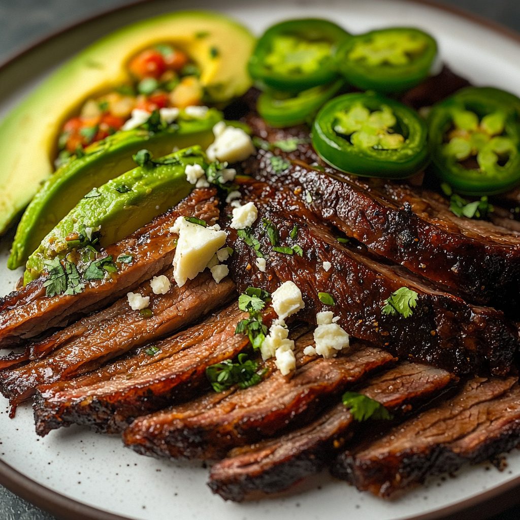 Brisket Chipotle Avocado Pickled Jalapeño Cotija Plate delights!