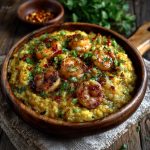 Cauliflower Risotto with Saffron Shrimp