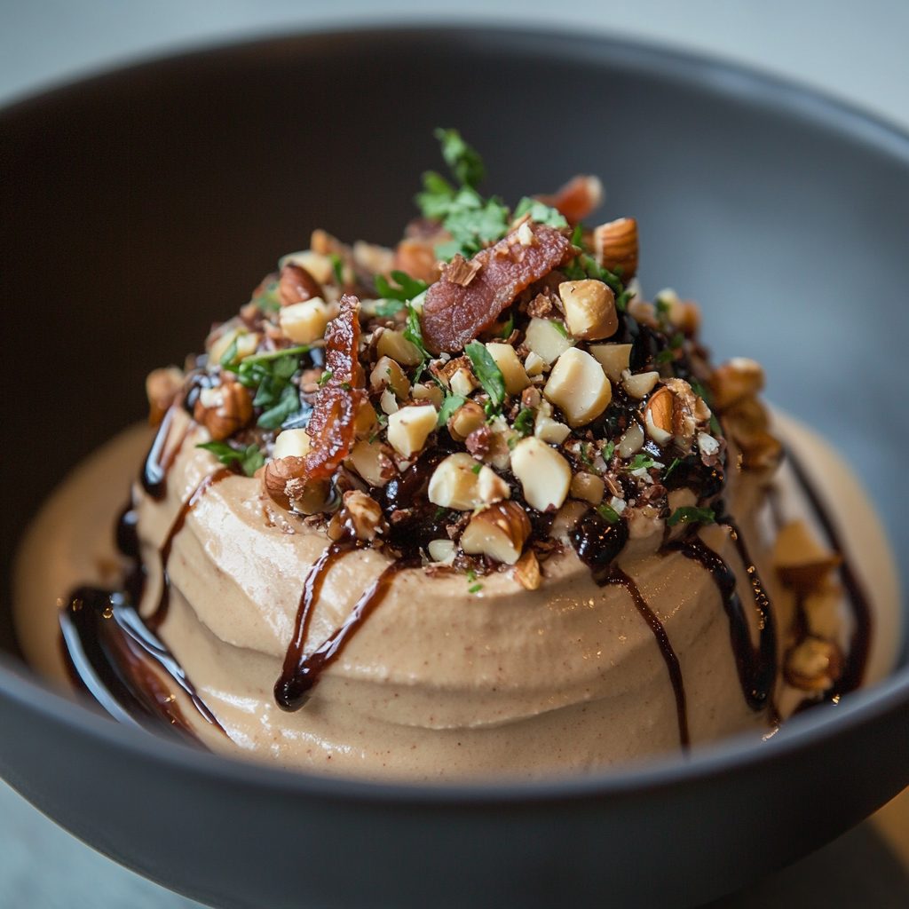 Chicken Liver Mousse Bacon Hazelnut Balsamic Bowl is Delicious!