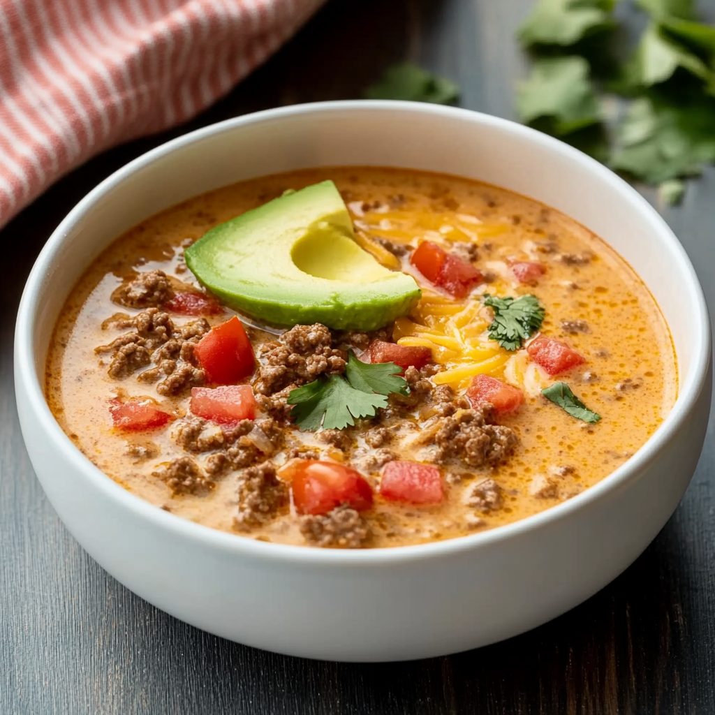 Creamy Keto Taco Soup with Ground Beef is Delicious!