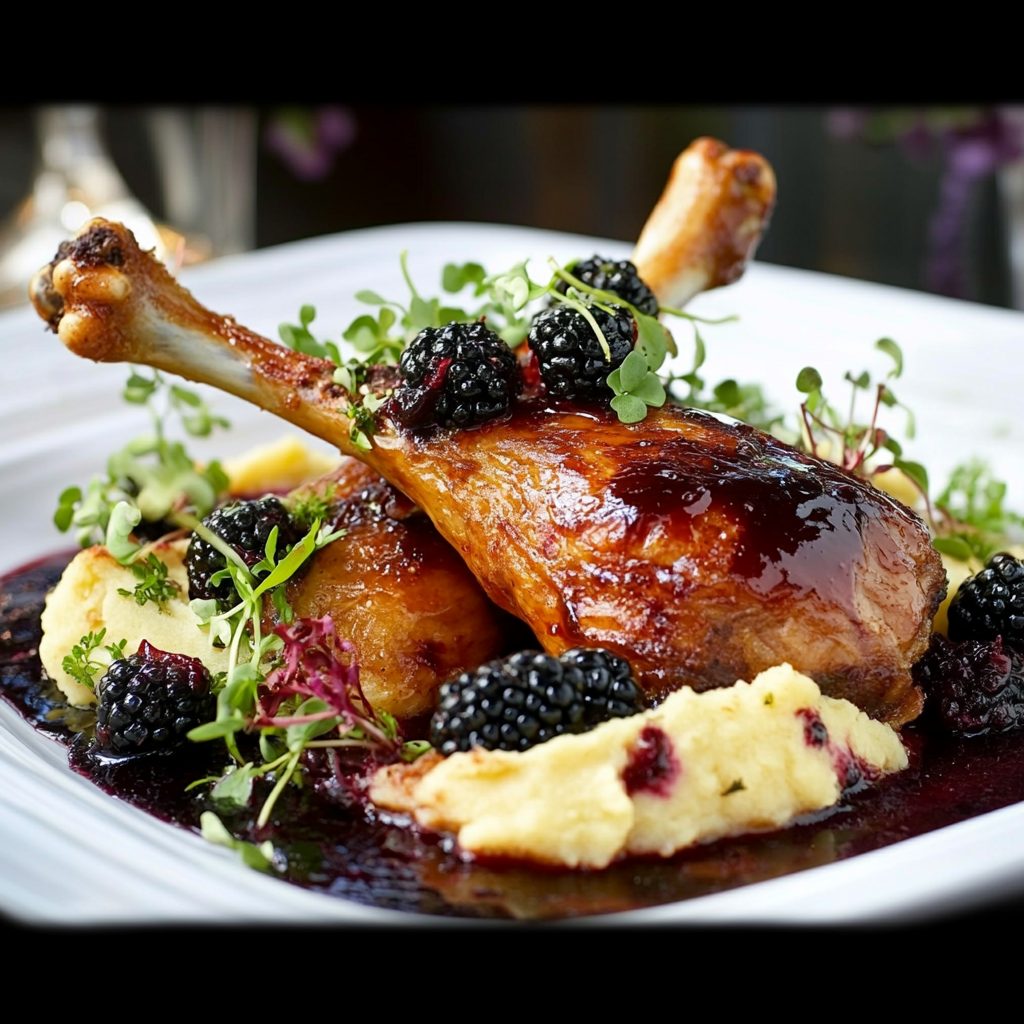 Duck Confit with Blackberry-Port Reduction: A Must-Try!
