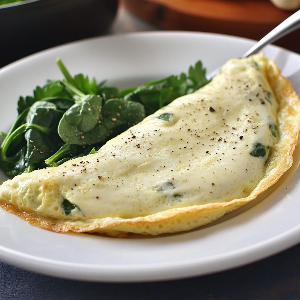 Easy light spinach omelet that’s quick and delicious!