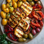 Halloumi Harissa Roasted Pepper Olive Bomb