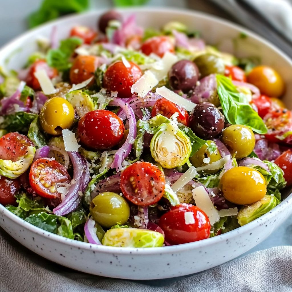 Italian Antipasto Brussels Sprouts Salad delights your palate!