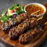 Keto Beef Satay Skewers with Sugar Free Cucumber Acar