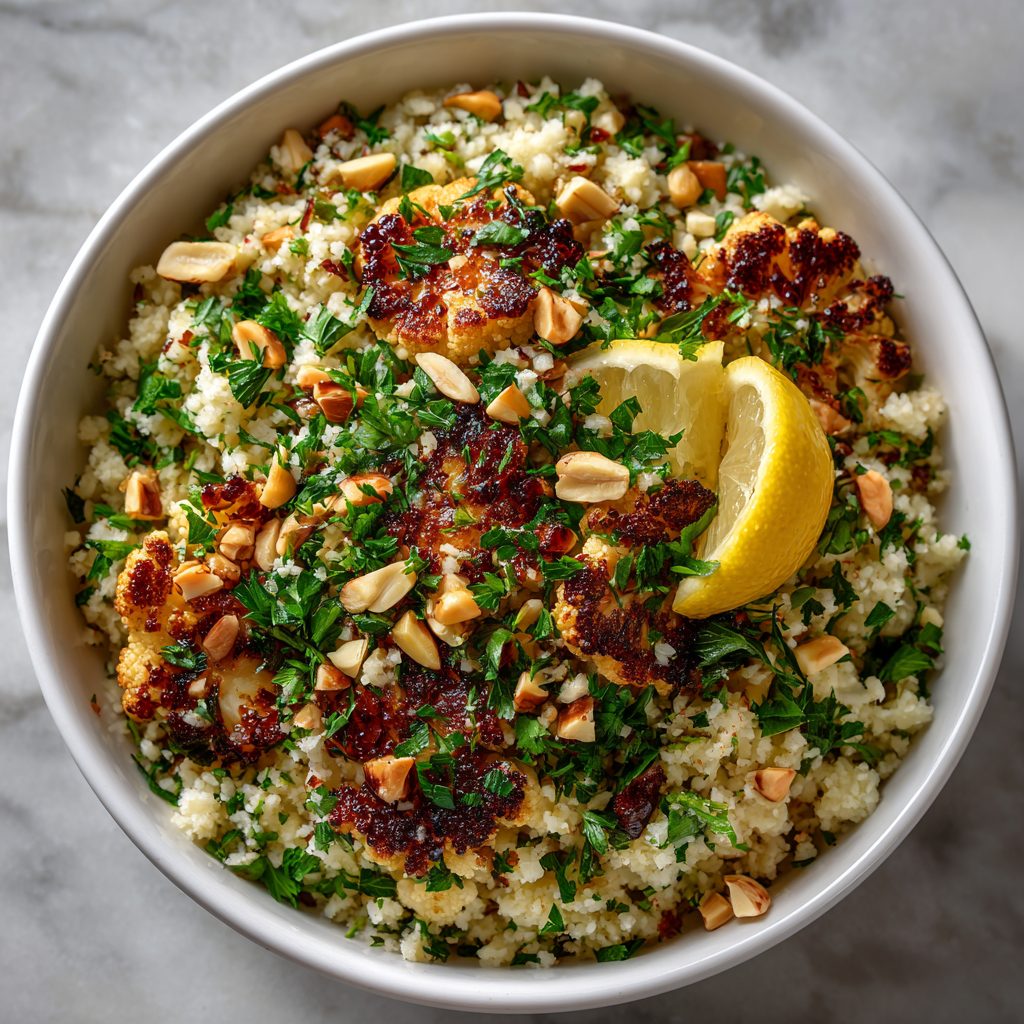 Keto Cauliflower Couscous with Herbs and Pine Nuts stuns!