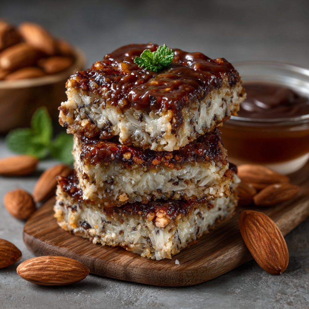Keto Makrout Bars: Delicious Date-Free Almond Coconut Bliss! 3 Keto Makrout Bars (Date-Free Almond Coconut Version)