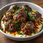 Keto Moroccan Lamb Meatballs with Harissa Yogurt