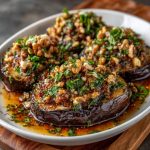 Keto Persian Herb Walnut Stuffed Eggplant