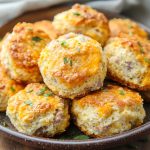 Keto Sausage Cheddar Biscuits