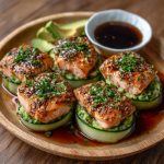 Keto Sushi Rolls cucumber wrapped salmon avocado