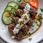 Lamb Kofta Tzatziki Sumac Olive Feta Stack
