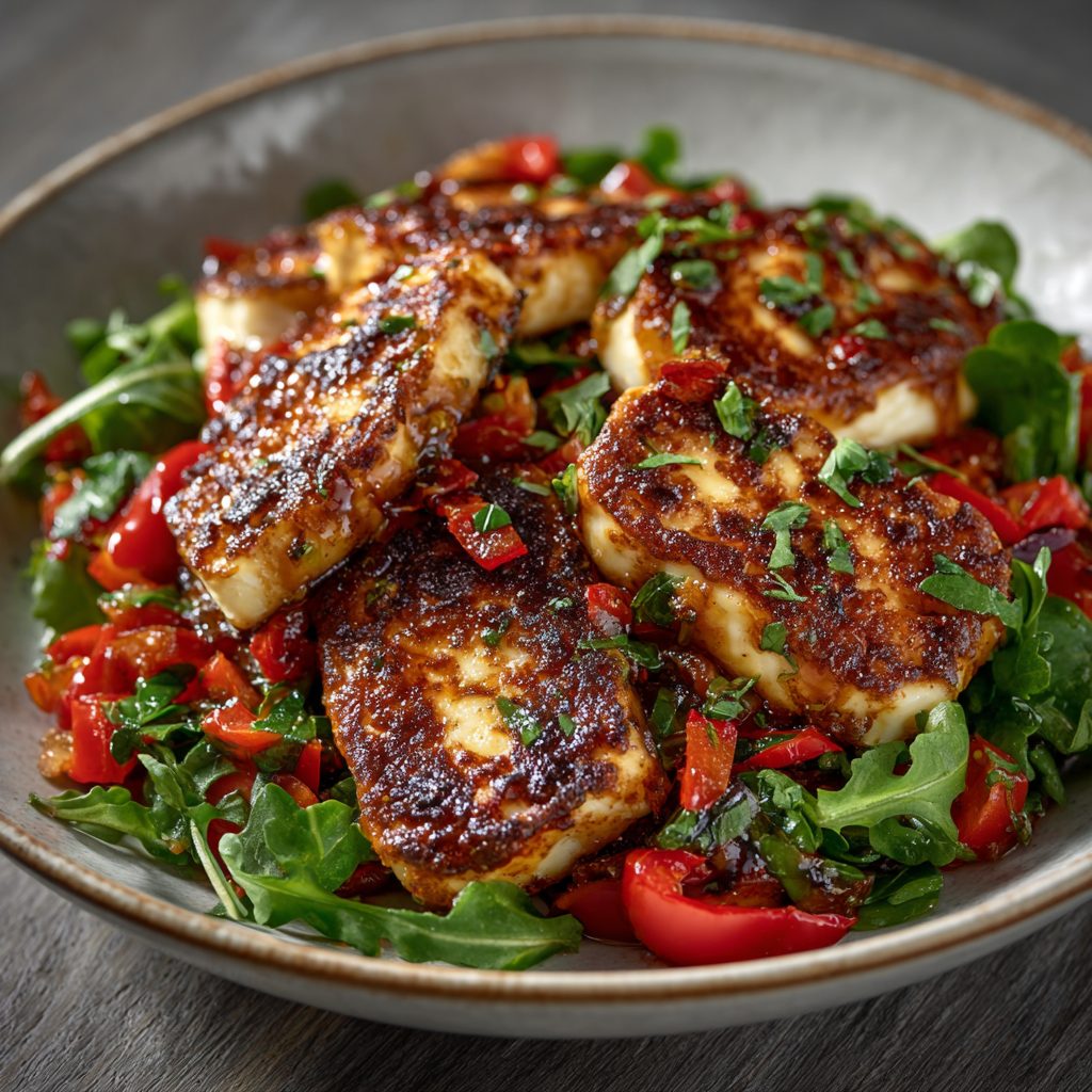 Low-Carb Warm Halloumi and Roasted Red Pepper Salad Delights!