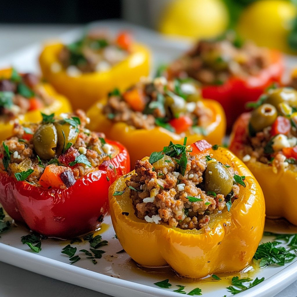 Mediterranean Stuffed Turkey Peppers Low-Carb Delight! 3 Mediterranean Stuffed Turkey Peppers Low-Carb