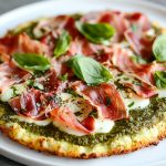 Pesto Prosciutto Cauliflower Crust Pizza