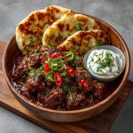 Rendang Daging Keto with Coconut Cream Almond Flour Flatbread