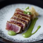 Seared Tuna Wasabi Cream Pickled Ginger Sesame Plate