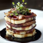 Smoked Duck Celeriac Crispy Bacon Brie Stack