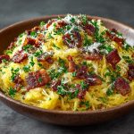 Spaghetti Squash Carbonara with Crispy Pancetta